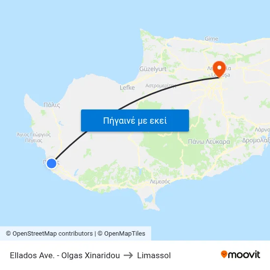 Ellados Ave. - Olgas Xinaridou to Limassol map