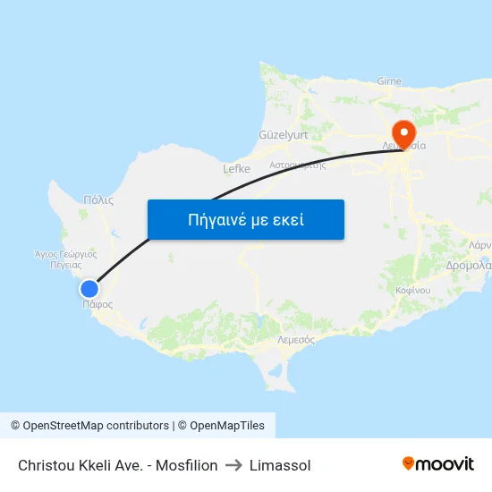 Christou Kkeli Ave. - Mosfilion to Limassol map