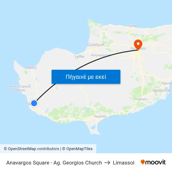 Anavargos Square - Ag. Georgios Church to Limassol map