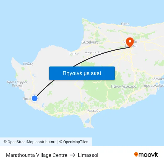 Marathounta Village Centre to Limassol map