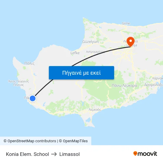 Konia Elem. School to Limassol map
