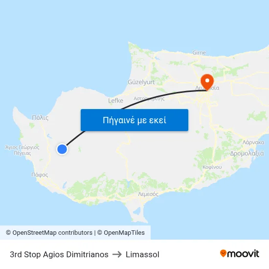 3rd Stop Agios Dimitrianos to Limassol map