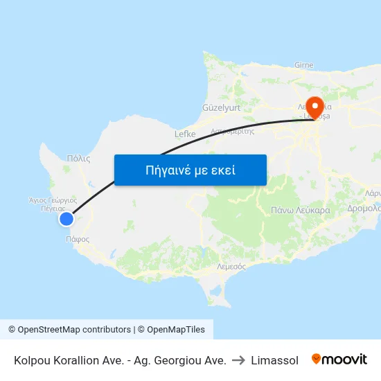 Kolpou Korallion Ave. - Ag. Georgiou Ave. to Limassol map