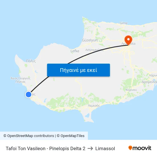 Tafoi Ton Vasileon - Pinelopis Delta 2 to Limassol map