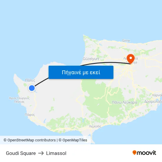 Goudi Square to Limassol map