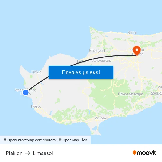 Plakion to Limassol map