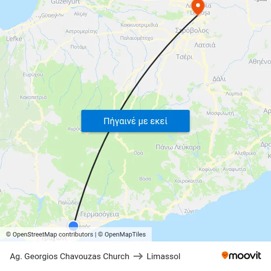 Ag. Georgios Chavouzas Church to Limassol map