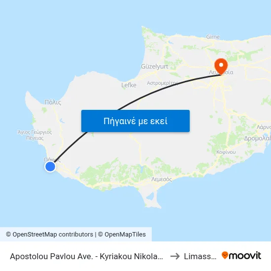 Apostolou Pavlou Ave. - Kyriakou Nikolaou to Limassol map