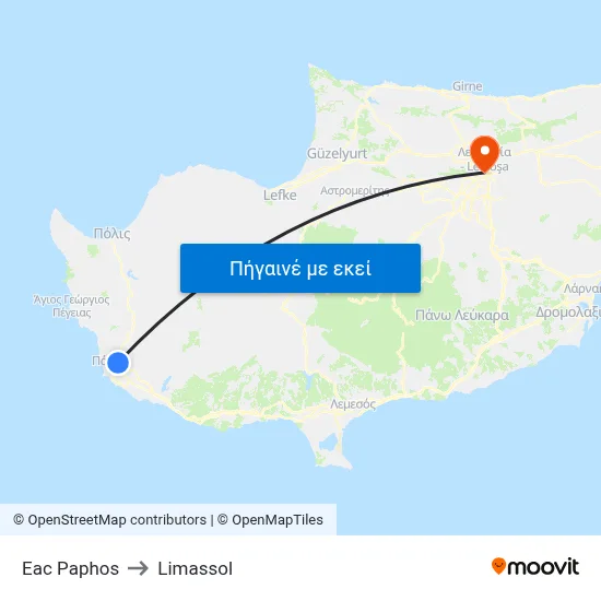 Eac Paphos to Limassol map