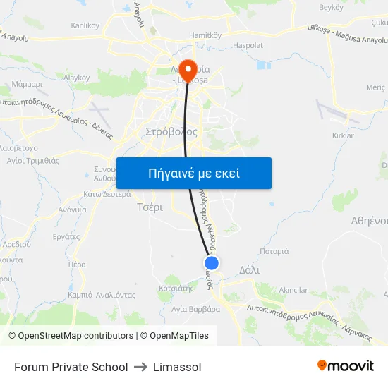 Forum Private School to Limassol map