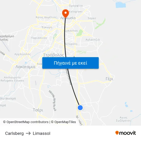 Carlsberg to Limassol map