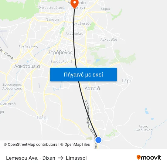 Lemesou Ave. - Dixan to Limassol map