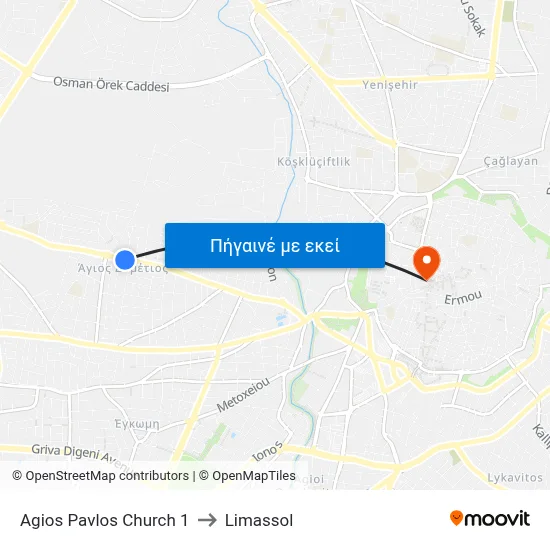 Agios Pavlos Church 1 to Limassol map