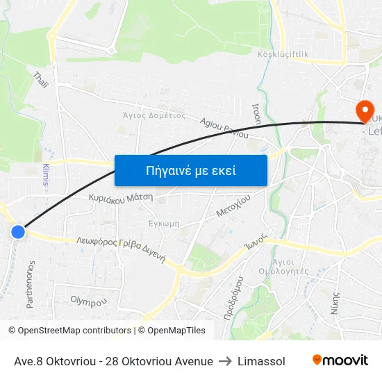 Ave.8 Oktovriou - 28 Oktovriou Avenue to Limassol map