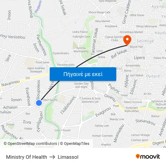 Ministry Of Health to Limassol map