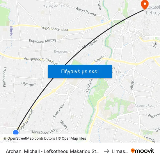 Archan. Michail - Lefkotheou Makariou Stadiou Ave. to Limassol map