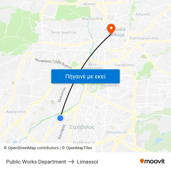 Public Works Department to Limassol map