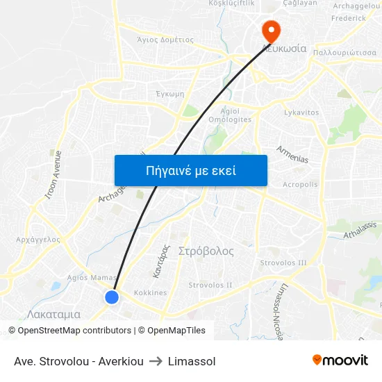 Ave. Strovolou - Averkiou to Limassol map