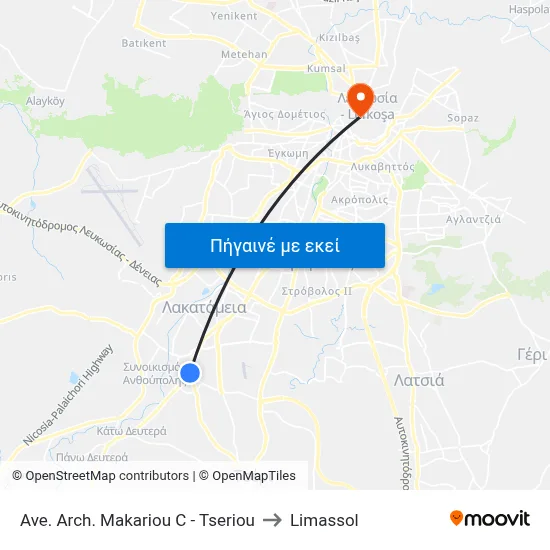 Ave. Arch. Makariou C - Tseriou to Limassol map