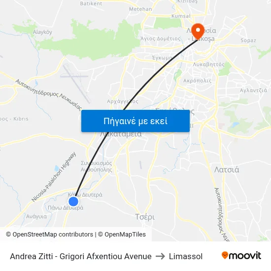 Andrea Zitti - Grigori Afxentiou Avenue to Limassol map