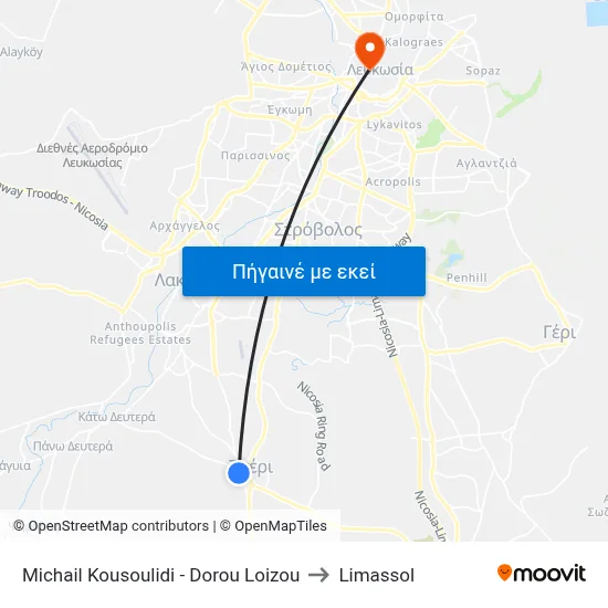 Michail Kousoulidi - Dorou Loizou to Limassol map
