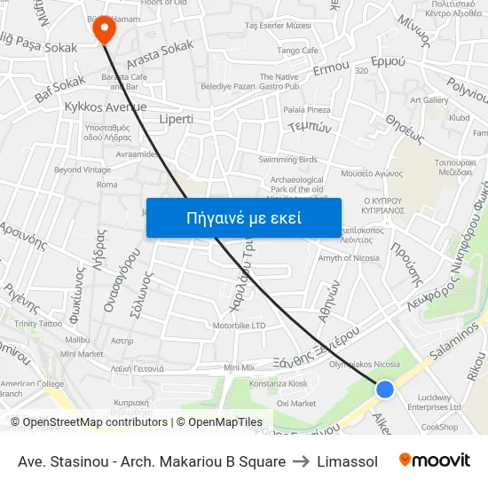 Ave. Stasinou - Arch. Makariou B Square to Limassol map