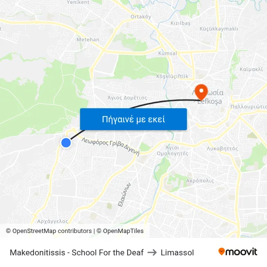 Makedonitissis - School For the Deaf to Limassol map