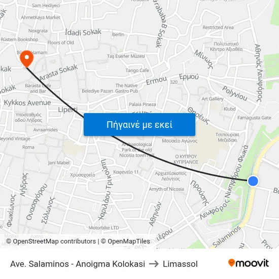 Ave. Salaminos - Anoigma Kolokasi to Limassol map