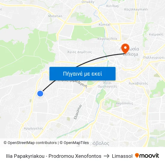 Ilia Papakyriakou - Prodromou Xenofontos to Limassol map