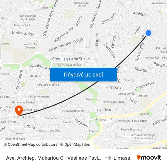 Ave. Archiep. Makariou C - Vasileos Pavlou to Limassol map