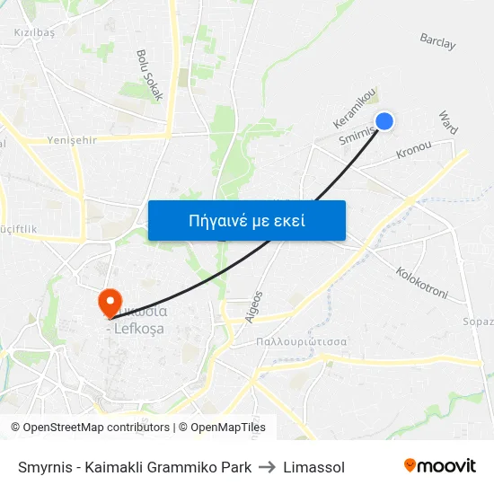 Smyrnis - Kaimakli Grammiko Park to Limassol map