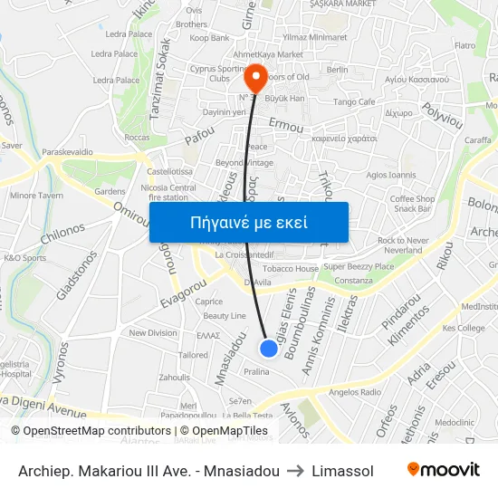 Archiep. Makariou III Ave. - Mnasiadou to Limassol map