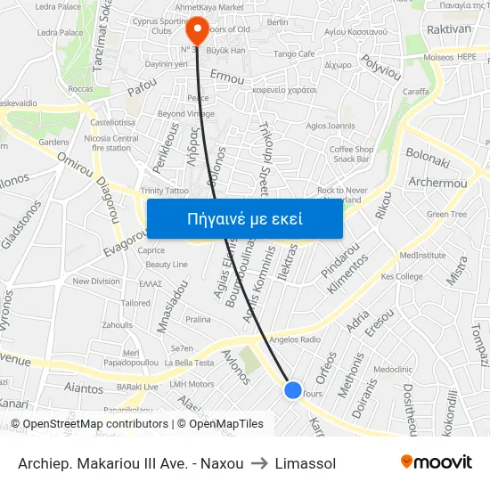 Archiep. Makariou III Ave. - Naxou to Limassol map