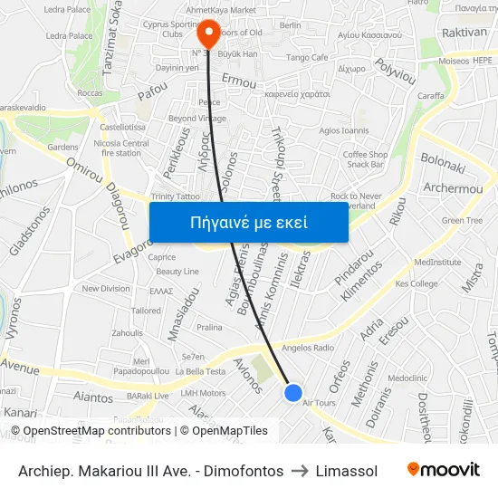 Archiep. Makariou III Ave. - Dimofontos to Limassol map