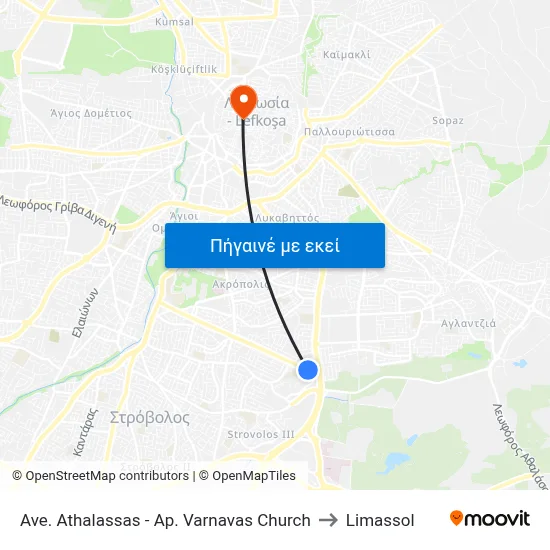 Ave. Athalassas - Ap. Varnavas Church to Limassol map