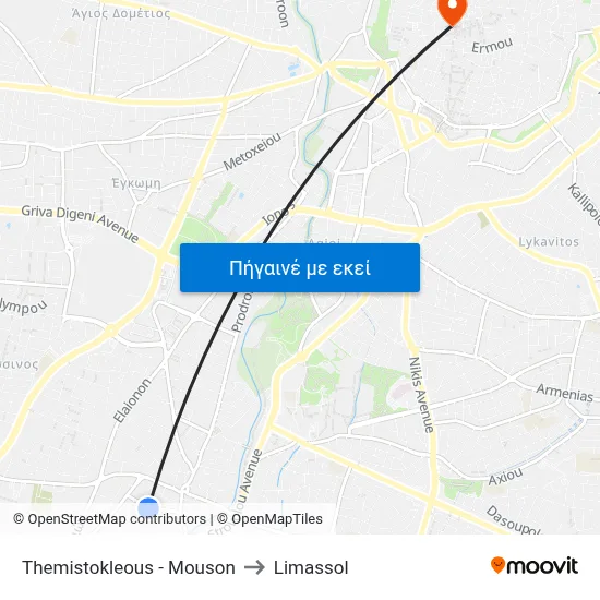 Themistokleous - Mouson to Limassol map