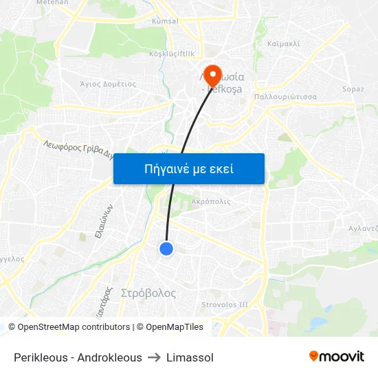 Perikleous - Androkleous to Limassol map