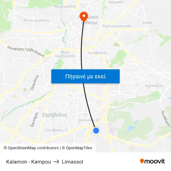 Kalamon - Kampou to Limassol map
