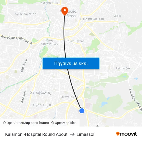 Kalamon -Hospital Round About to Limassol map