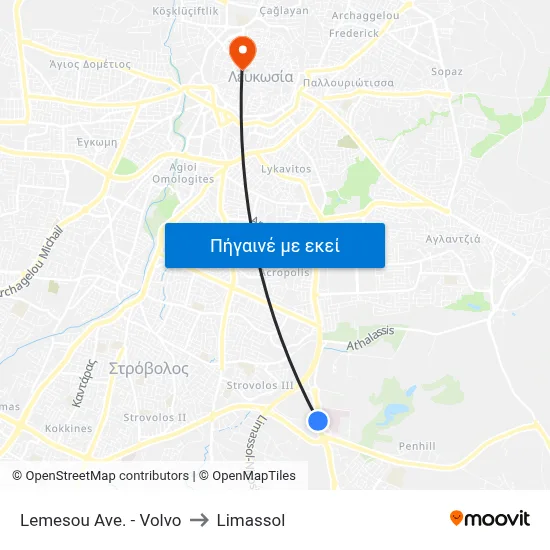 Lemesou Ave. - Volvo to Limassol map