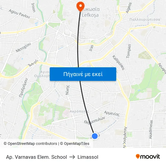 Ap. Varnavas Elem. School to Limassol map