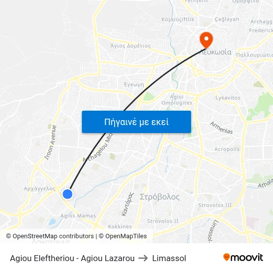 Agiou Eleftheriou - Agiou Lazarou to Limassol map