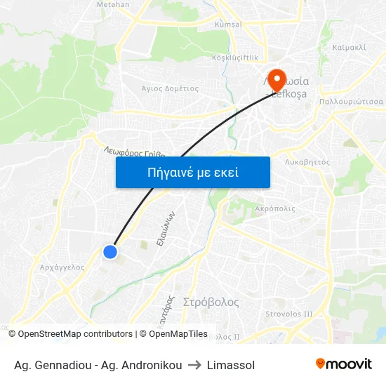 Ag. Gennadiou - Ag. Andronikou to Limassol map