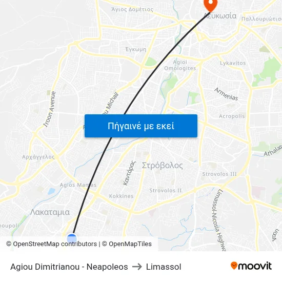 Ag. Dimitrianou - Neapoleos to Limassol map
