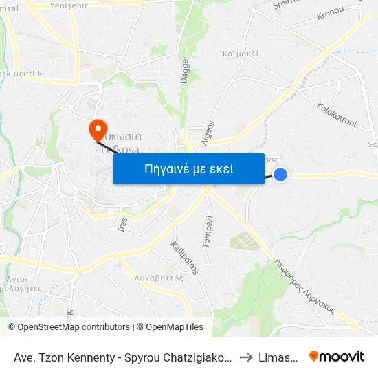 Ave. Tzon Kennenty - Spyrou Chatzigiakoumi to Limassol map