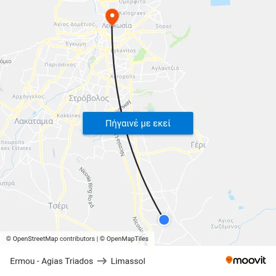 Ermou - Agias Triados to Limassol map