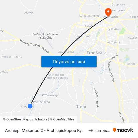 Archiep. Makariou C - Arch. Kyprianou to Limassol map