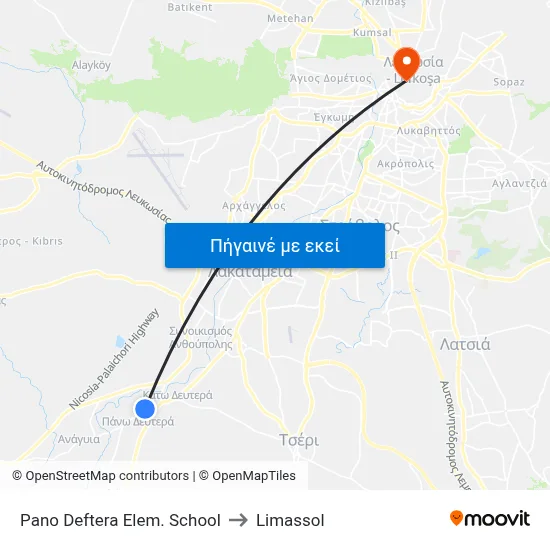 Pano Deftera Elem. School to Limassol map