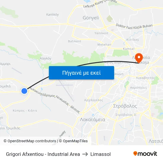 Grigori Afxentiou - Industrial Area to Limassol map
