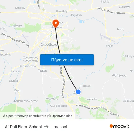 A´ Dali Elem. School to Limassol map